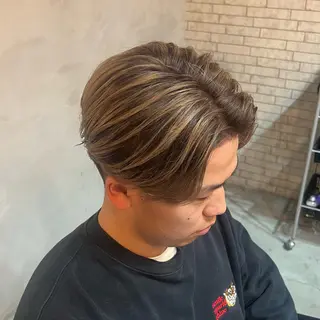 ミディアム カラー メンズ センターパート職人 店長/TSUBASAのヘアスタイル