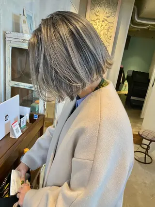 ミディアム カラー 似合わせカラーパーマ 🌿kitin米川のヘアスタイル