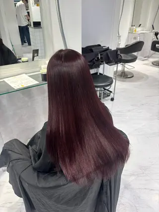 ロング カラー ワンカラーでできる 暖色カラーゆいりのヘアスタイル