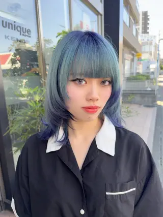 ミディアム カラー ダブルカラーブリーチ 髪質改善　縮毛矯正のヘアスタイル