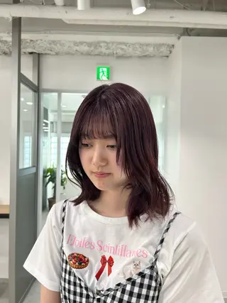 セミロング カラー 愛結 暖色カラー🎀🩰のヘアスタイル