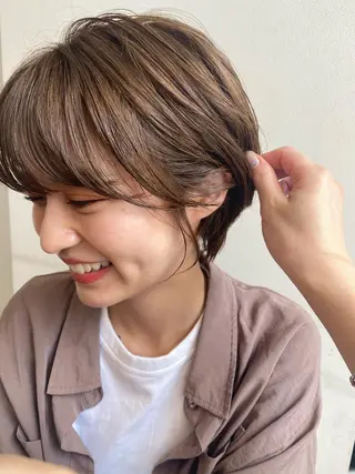 ショート カラー パーマ ヘアアレンジ Riposo.所属・✨艶髪✨ 奈須晴香のヘアスタイル