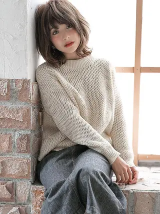 ミディアム カラー パーマ ヘアアレンジ 年間1500人担当 代表 南一路のヘアスタイル