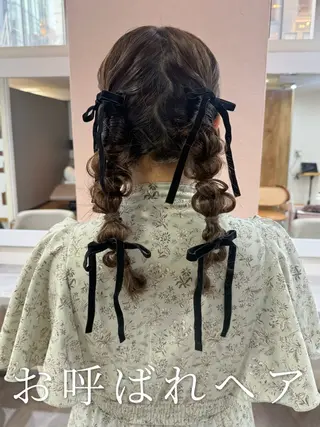 ロング ヘアアレンジ 韓国風パーマ/耳つぼ ヘアセット/みづきのヘアスタイル