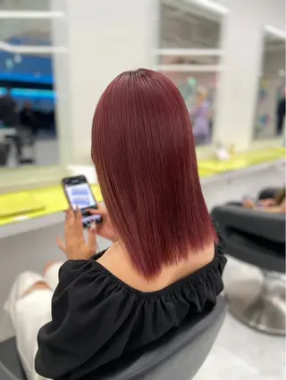 セミロング カラー トレンド暖色ヘア♥️ miu♥️のヘアスタイル