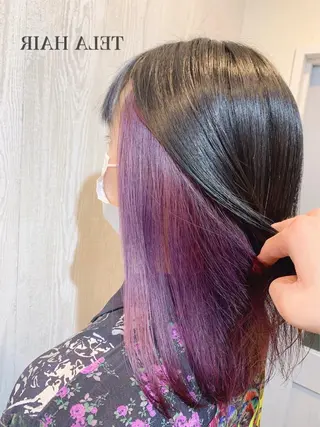 ミディアム カラー ヘアアレンジ HUENEST アカデミーサロンのヘアスタイル