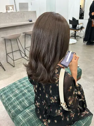 セミロング カラー 顔周りカット/透明感 カラー/rioのヘアスタイル