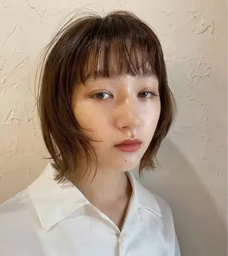 ショート カラー ボブ／レイヤー／艶 🦕risa  森下のヘアスタイル