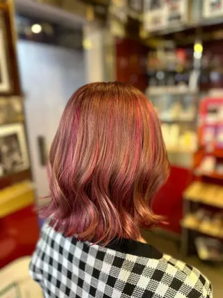 セミロング カラー カット/ピンク/ ラベンダー/長谷恵花のヘアスタイル
