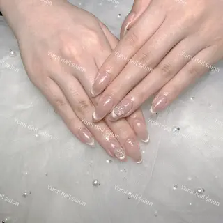 ネイル Shineジェル& チップ長さだしのネイルデザイン