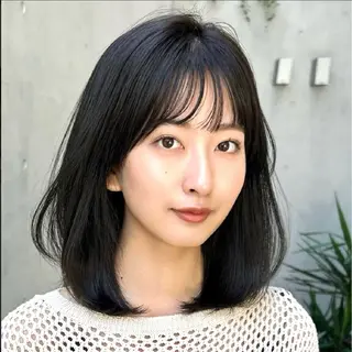 ミディアム ボブ/顔周りカット /縮毛矯正/鈴木隆太のヘアスタイル