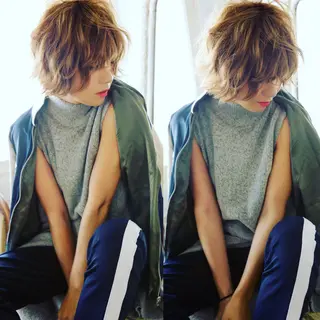 ショート カラー パーマ ヘアアレンジ メンズ attrait(アトレ)藤沢所属・高瀬 信幸のヘアスタイル