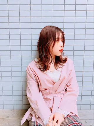 セミロング カラー パーマ ヘアアレンジ 🐮牛島 一貴🐮のヘアスタイル