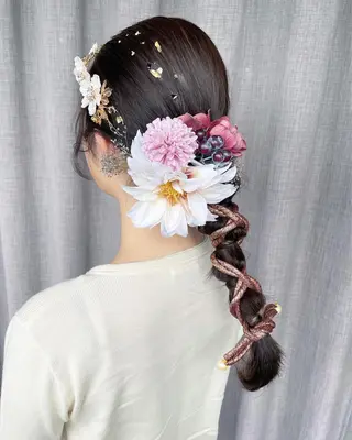 ロング ヘアアレンジ ハイトーン/レイヤー /ケアブリーチ石川治のヘアスタイル