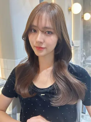 セミロング 新宿/韓国レイヤー 髪質改善カラー/角所のヘアスタイル