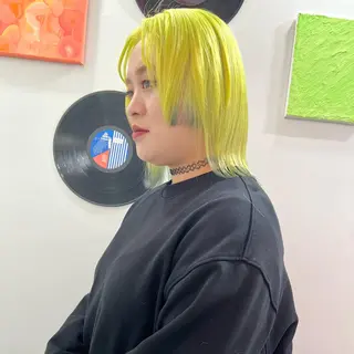 ミディアム カラー ヘアアレンジ 🧨ブリーチー×ボブ レイヤー💎じゅえるのヘアスタイル