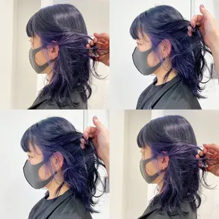 セミロング カラー ヘアアレンジ メンズ 🦋重くない暗髪🦋 Hana🦋のヘアスタイル