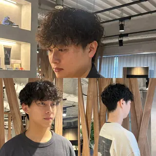 ショート パーマ メンズ 透明感カラー／メンズ パーマ🕊️ことのヘアスタイル