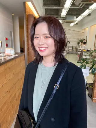 ミディアム クロスパーマ× 透明感カラー✂︎のヘアスタイル