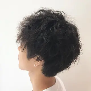 ショート カラー パーマ メンズ 佐山 聖玲奈のヘアスタイル