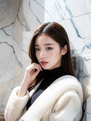 ロング 韓国風 レイヤーカットのヘアスタイル