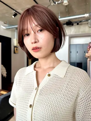 ショート カラー パーマ 🫧小顔×似合わせ× 透明感カラー🫧のヘアスタイル