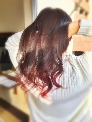 セミロング ヘアアレンジ カラー パピヨンロゼ メイ 髪質改善/酸性のヘアスタイル