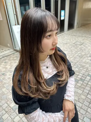 ロング カラー 顔周り似合わせ・巻け るレイヤー水谷航大のヘアスタイル