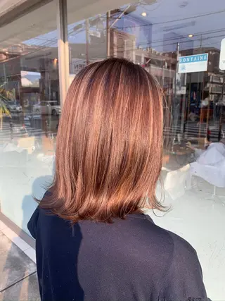 ミディアム カラー 白髪女性専門店竹内 涼乃のヘアスタイル