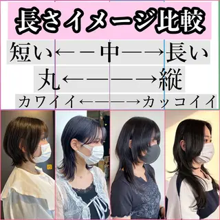 ミディアム 大阪ウルフカット ハッシュカットのヘアスタイル