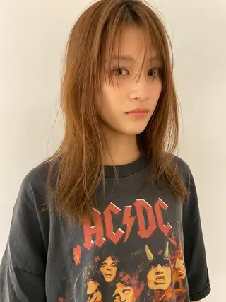 セミロング カラー ヘアアレンジ 小顔レイヤー×コンパ クトボブ/林隆平のヘアスタイル