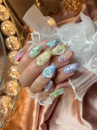 ネイル 23時まで❤︎韓国、 ワンホンネイルのネイルデザイン