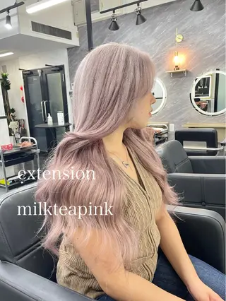 ロング カラー エクステ🩵ブリーチ 韓国ヘア🩵KAEのヘアスタイル