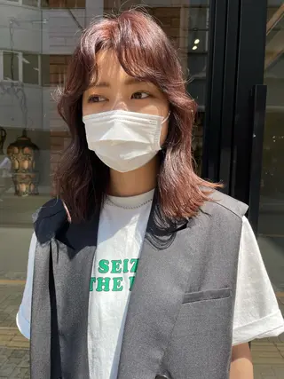 セミロング カラー ベージュ🤎透明感 カラー🤎anriのヘアスタイル