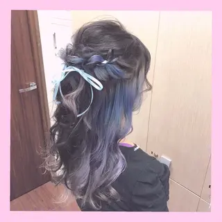 ロング ヘアアレンジ SHIN/レイヤー カット×クロスパーマのヘアスタイル