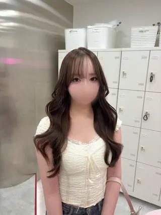 セミロング カラー 韓国レイヤー ハッシュカットのヘアスタイル