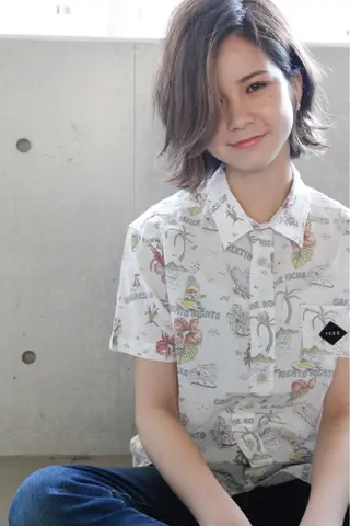 ミディアム カラー ボブ/ショート/ 白髪染め/メンズ葛西のヘアスタイル