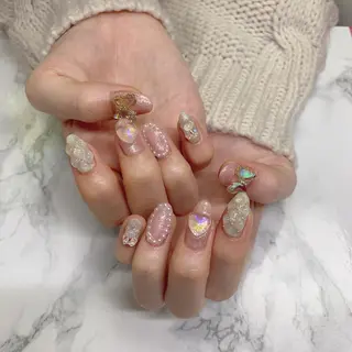 ネイル はな💎ネイル ワンホン、長さ出しのネイルデザイン