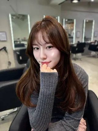 ロング カラー ヘアアレンジ JUNO韓国ヘア MIAN.⋆𝜗𝜚のヘアスタイル