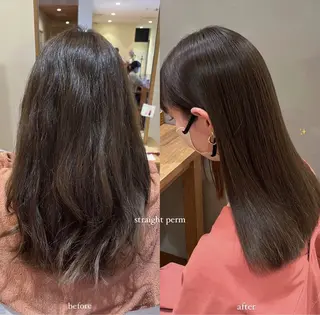 セミロング akiho/透明感 カラー/グレージュのヘアスタイル