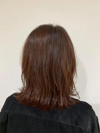 ミディアム カラー 暖色カラー🍊 ボブ🌿顔周りcutのヘアスタイル