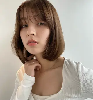 ショート カラー ボブ／レイヤー／艶 🦕risa  森下のヘアスタイル