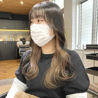 ロング カラー ヘアアレンジ 切りっぱなしボブ/ デザインカラー店長のヘアスタイル