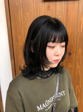 ミディアム クロスパーマ× 透明感カラー✂︎のヘアスタイル