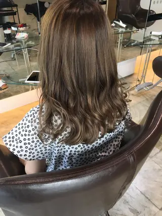 セミロング カラー 奥野 貴哉のヘアスタイル