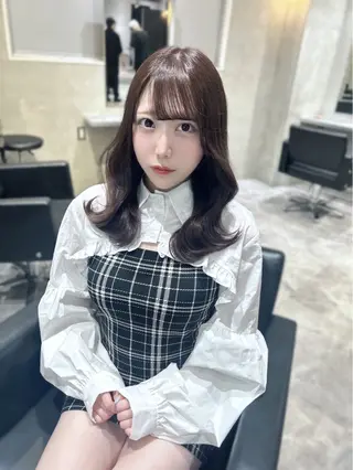 セミロング カラー 髪質改善/透明感ヘア にちか🐰のヘアスタイル