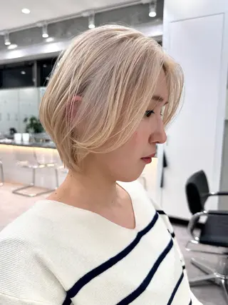 ショート cinq   PROJECT所属・ミルクティーベージュ /ボブ/あげは🎀のヘアスタイル