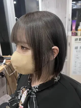 ミディアム サニーサイド大名 ダブルカラー髪質改善のヘアスタイル