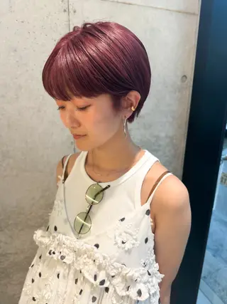 ショート カラー ヘアアレンジ ミニボブ/ブリーチ 🌈MISATOのヘアスタイル