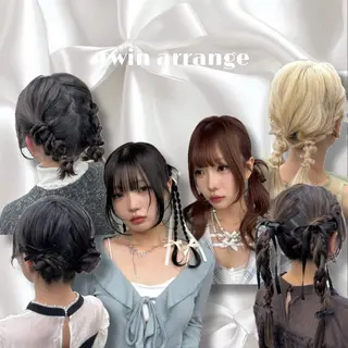 セミロング ヘアアレンジ JUNSHIN🦋 ヘアセット／カラーのヘアスタイル